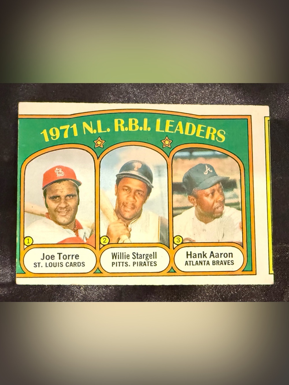 Hank Aaron, Willie Stargell & Joe Torre #87, Topps, HOF, 1972, NL RBI Leaders